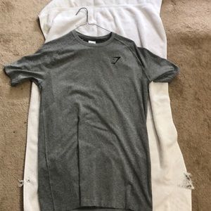 Medium charcoal gray dry fit gym shark workout T